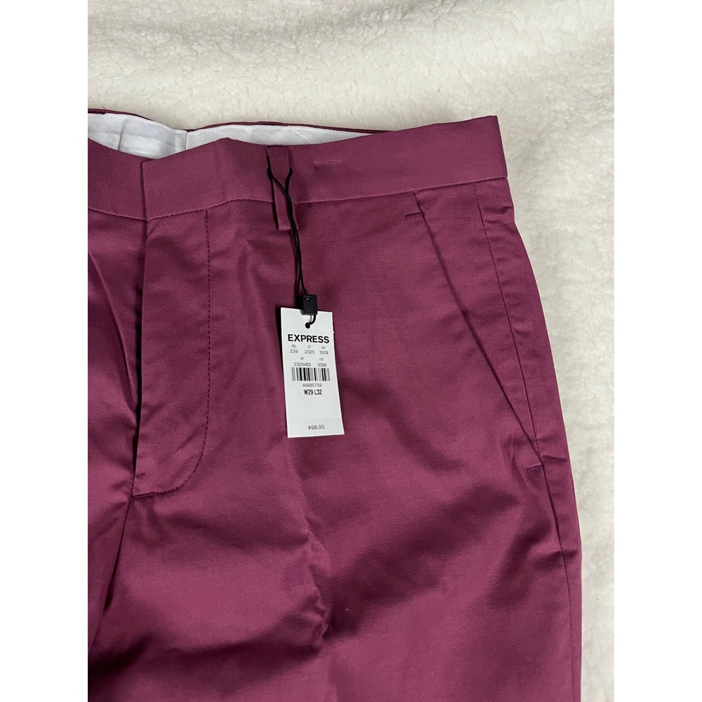 Express Slim Fit Flat Front Burgundy Chino Pants Mens W29 L32